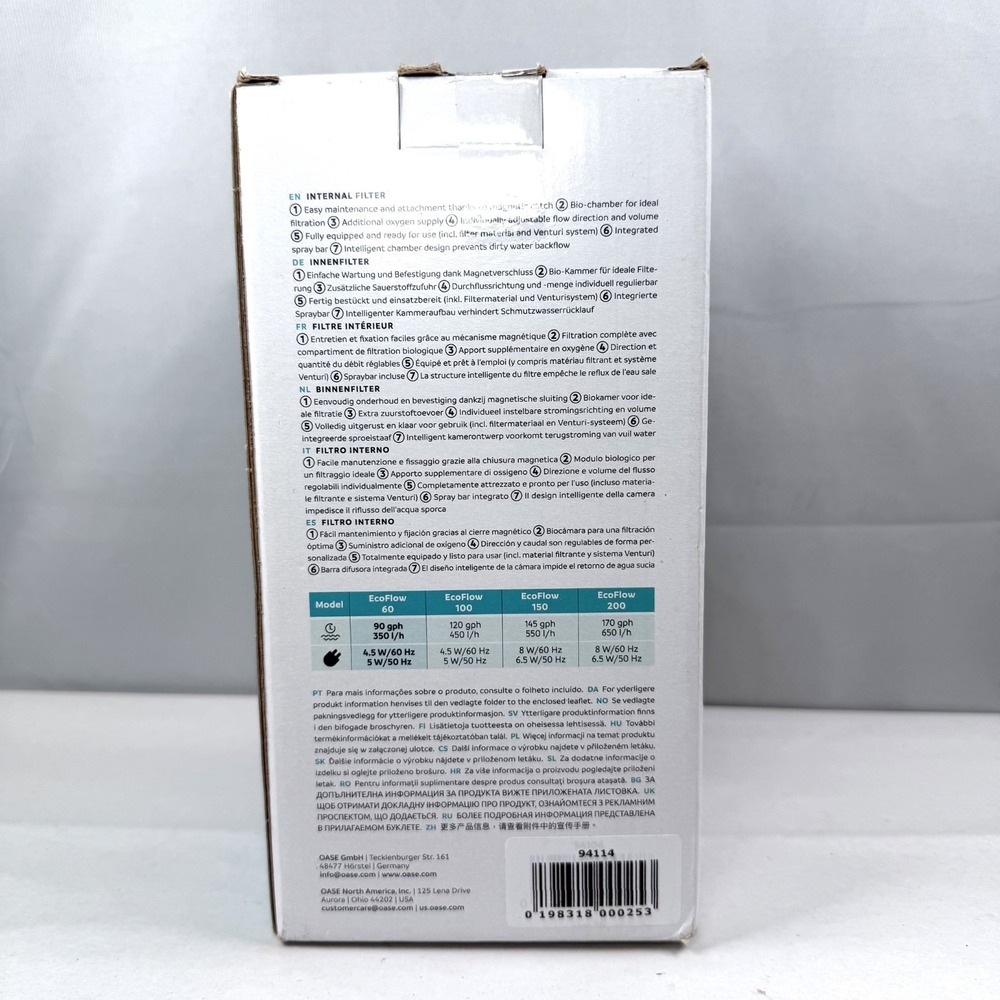 OASE EcoFlow 60 Internal Aquarium Filter Freshwater Saltwater Tanks / New - Picture 3 of 4